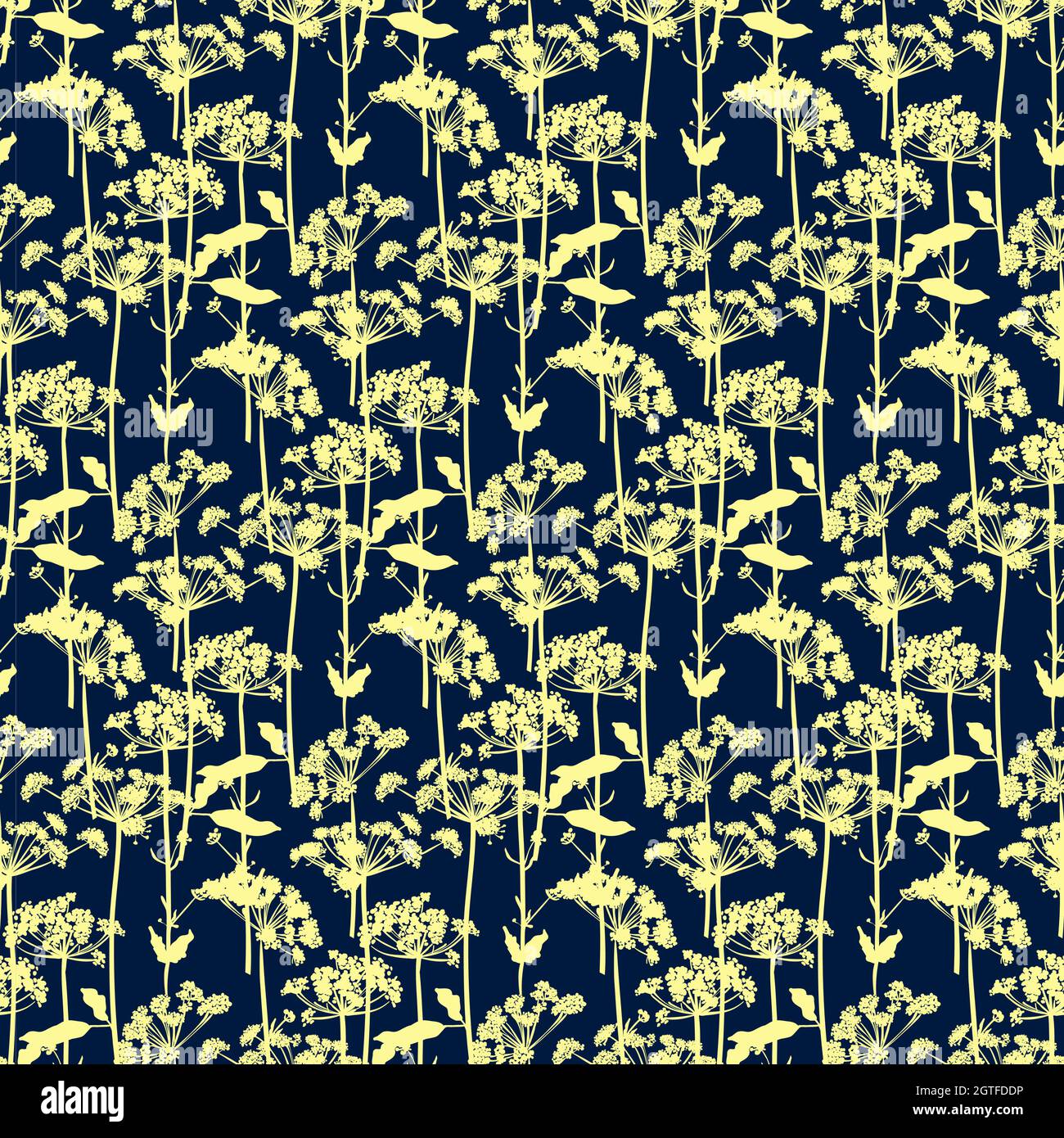 Floral seamless background pattern hand drawn. Wild flowers and leaves ...