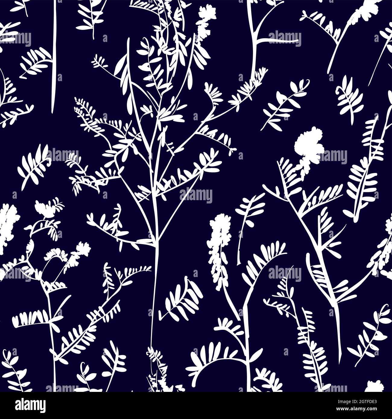 Floral seamless background pattern hand drawn. Wild flowers and leaves ...