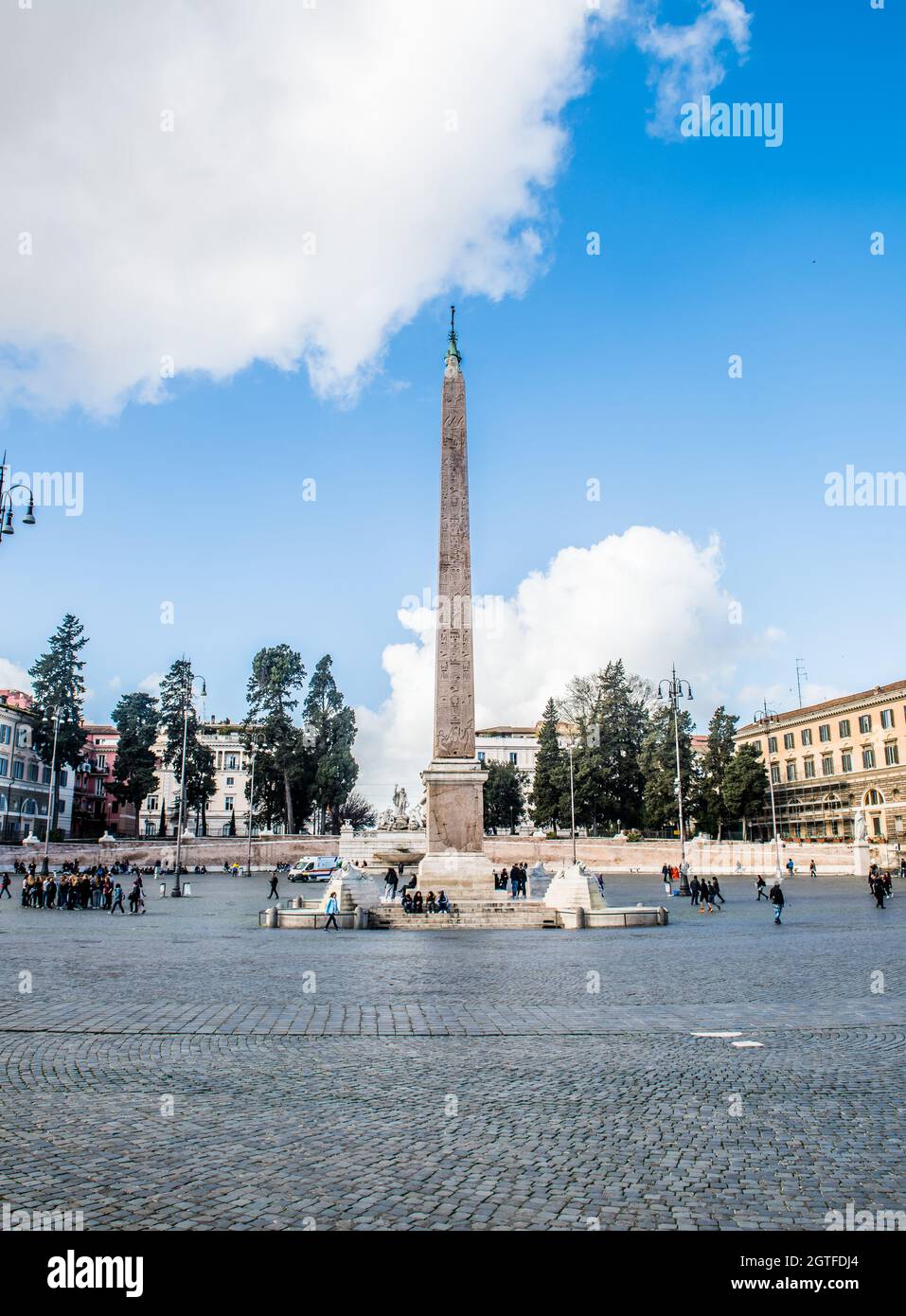 View Of Obelisk Against Blue Sky During Sunny Day Stock Photo