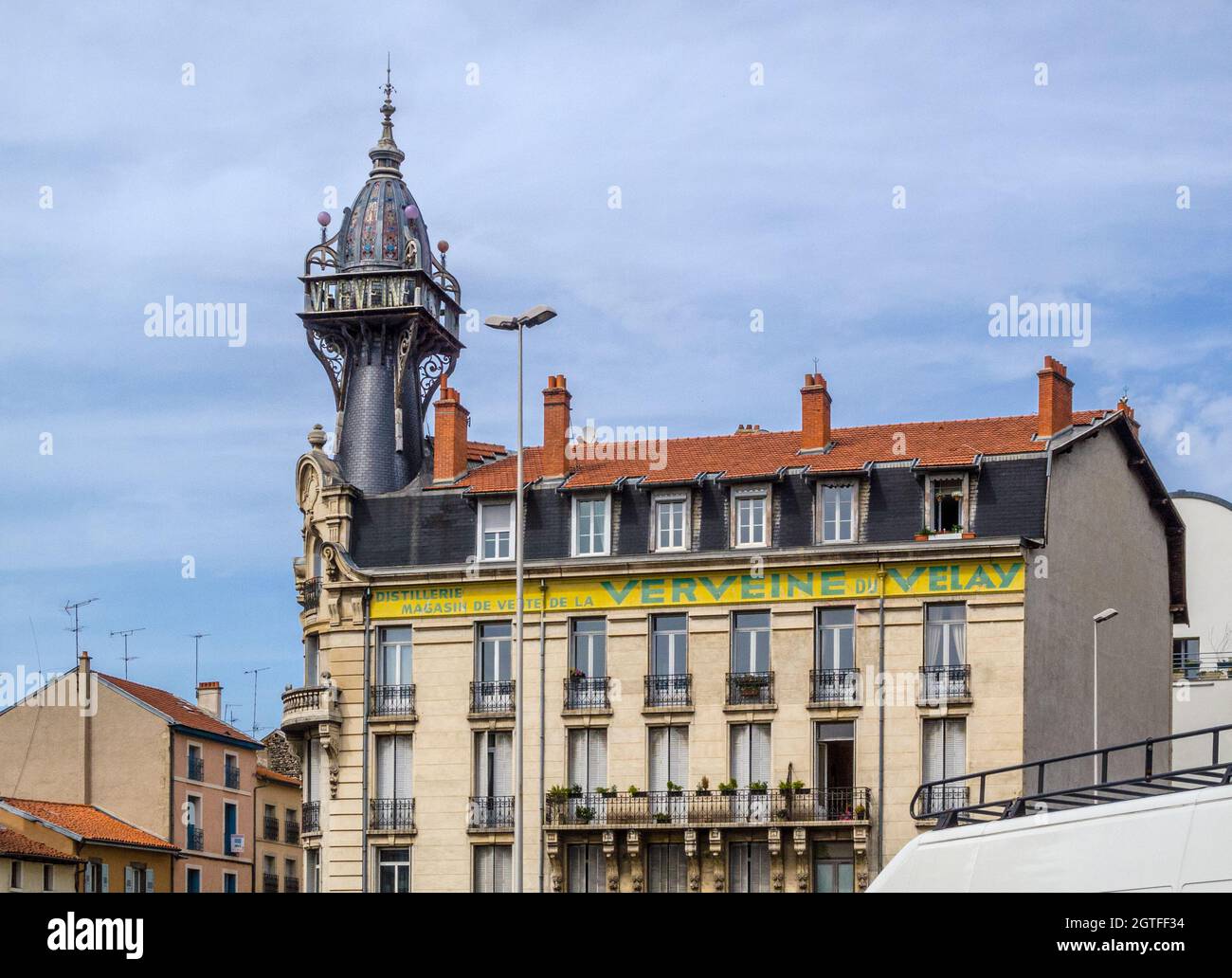 Ancienne Distillerie Pages (Verveine) (Old Pages Distillery) , Le Puy, France Stock Photo