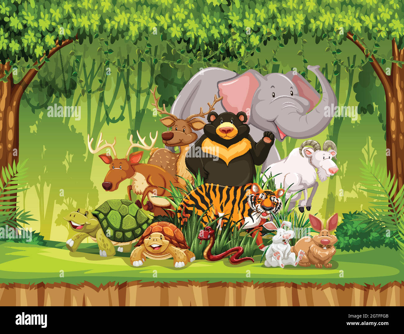 Jungle cartoon animals hi-res stock photography and images - Alamy