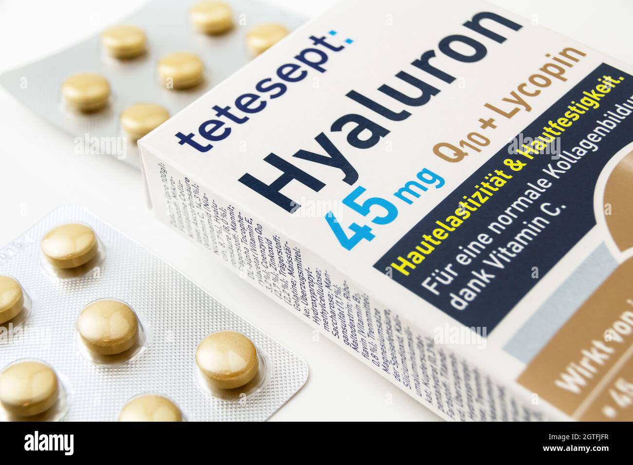Hamburg, Germany - August 21  2021:   Tetesept Tabletten mit Hyaluron Stock Photo