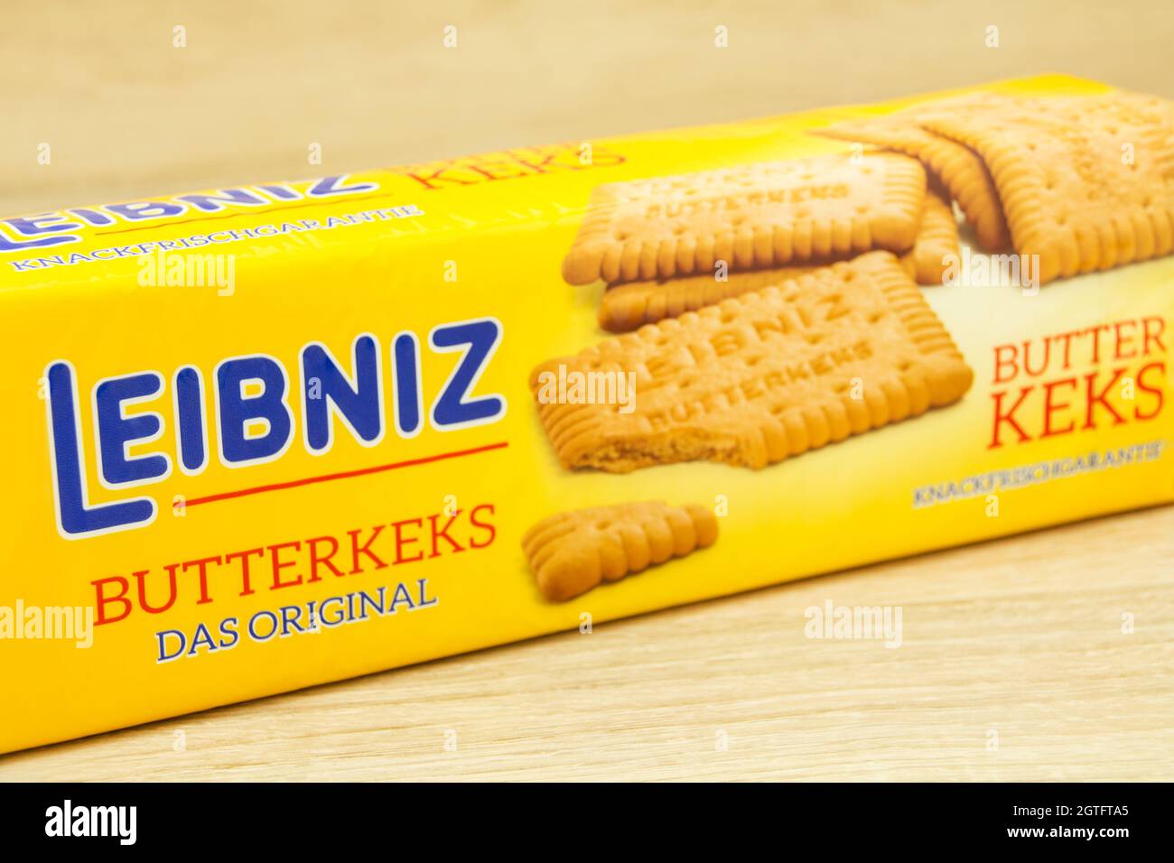 Hamburg, Germany - August 7, 2021: Leibniz Bahlsen Butterkekse Original on  wooden backgound Stock Photo - Alamy