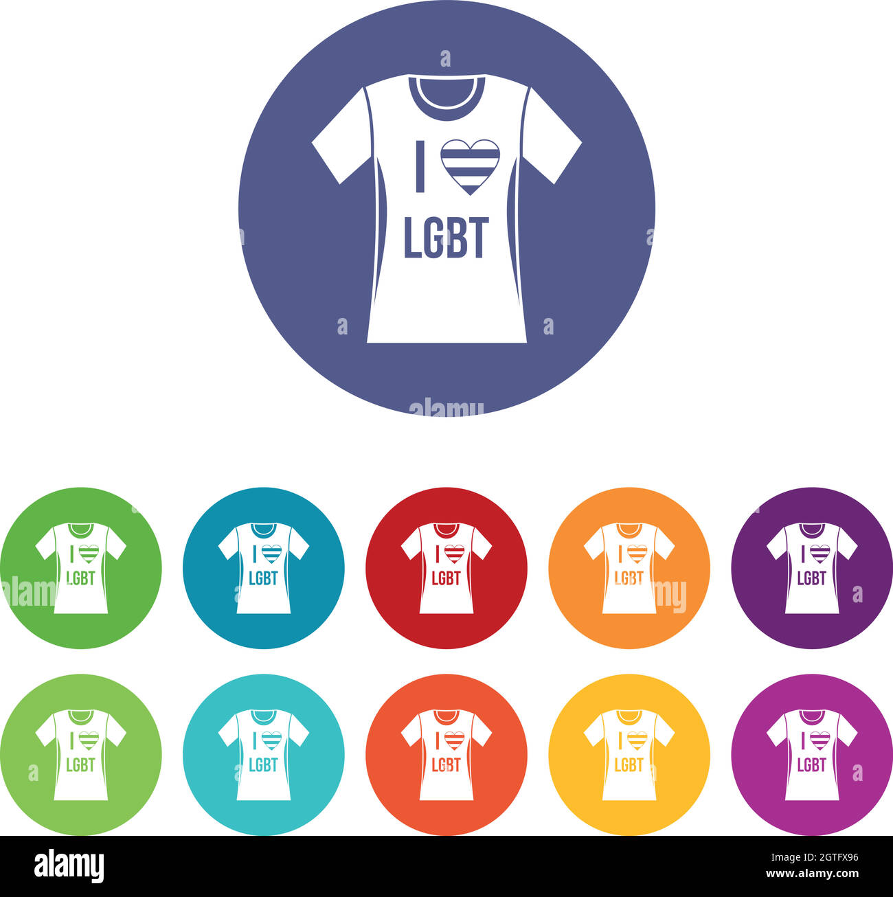 T-shirt i love LGBT set icons Stock Vector