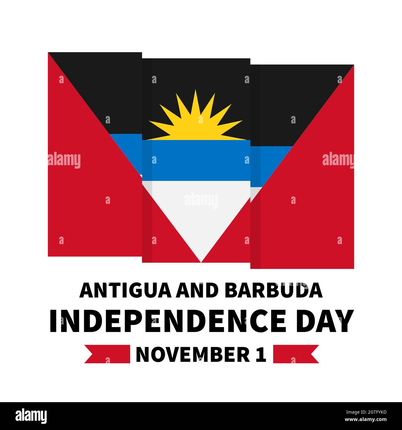 Antigua and Barbuda Independence Day lettering with flag. National