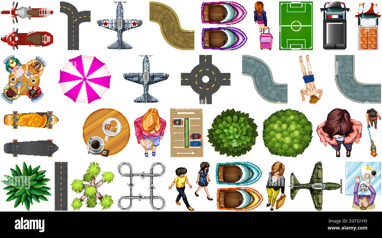 Set of aerial element park decorations isolated Stock Vector Image ...