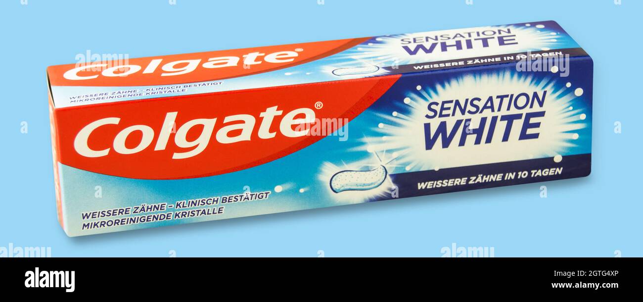 Hamburg, Germany - August 7, 2021: Colgate Toothpaste Sensation Whitend  Stock Photo - Alamy