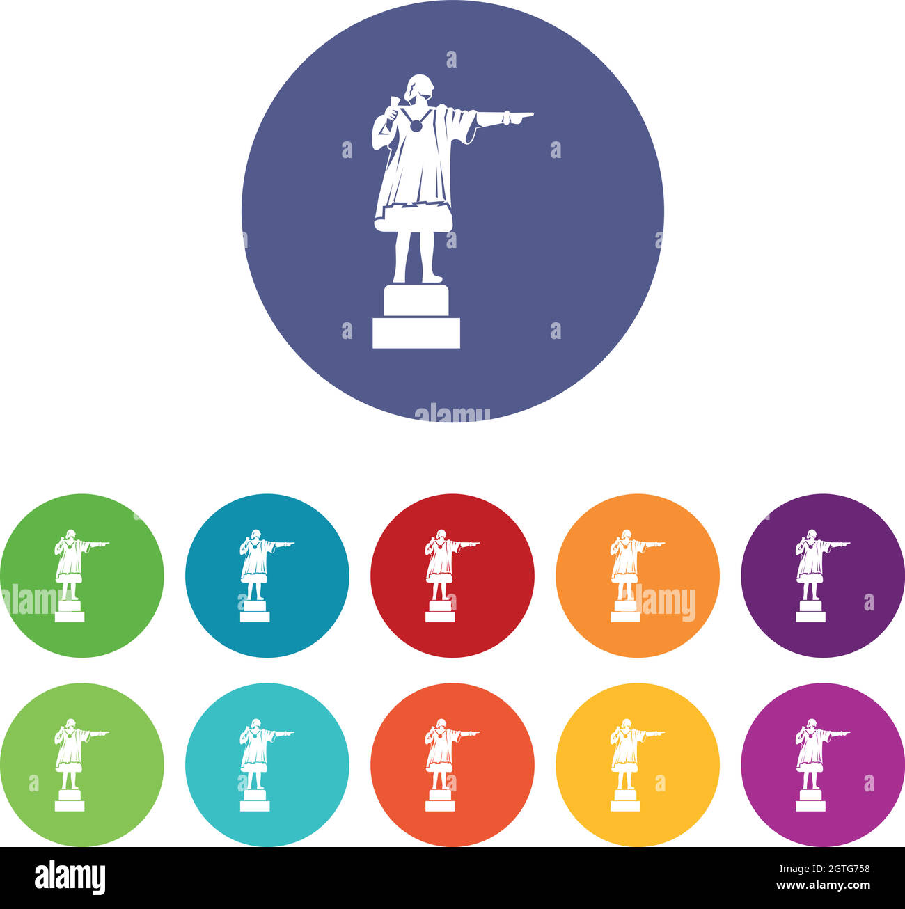 Columbus monument set icons Stock Vector