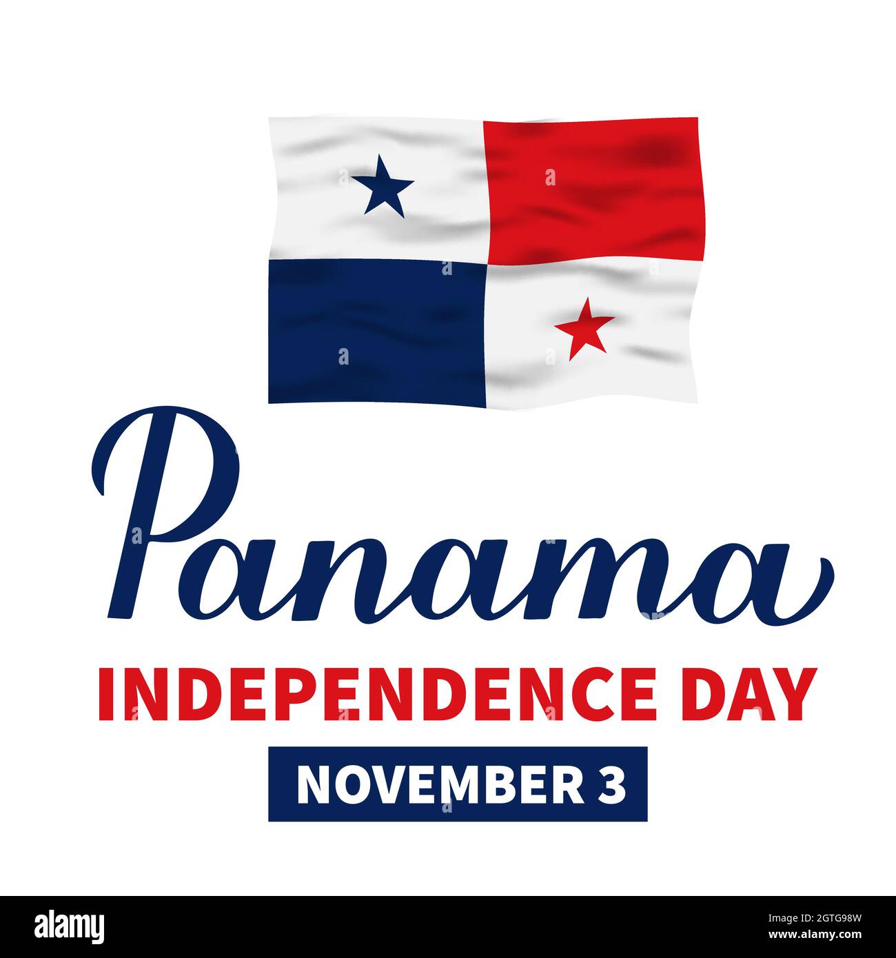 Panama Independence Day calligraphy lettering with flag. National