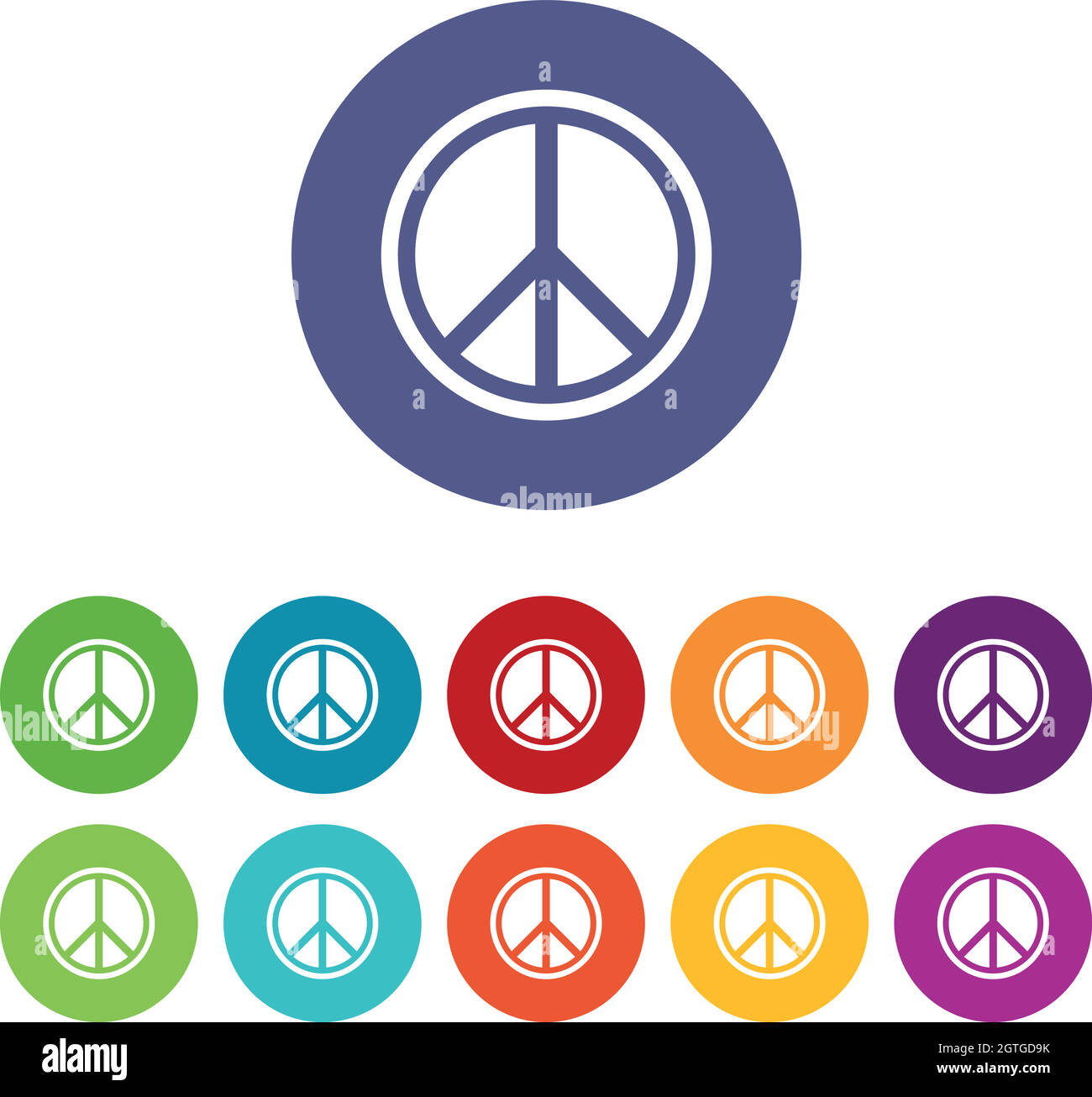 Sign hippie peace set icons Stock Vector