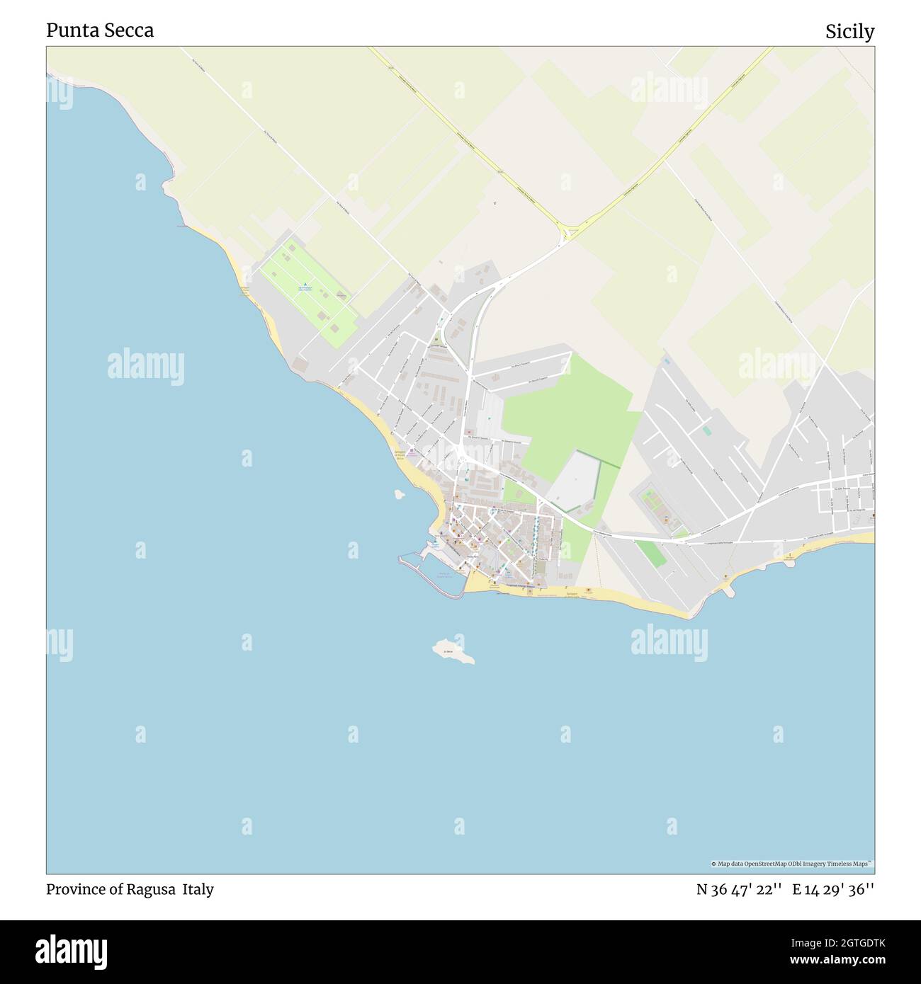 Punta Secca Sicily Map Punta Secca, Province Of Ragusa, Italy, Sicily, N 36 47' 22'', E 14 29'  36'', Map, Timeless Map Published In 2021. Travelers, Explorers And  Adventurers Like Florence Nightingale, David Livingstone, Ernest Shackleton,