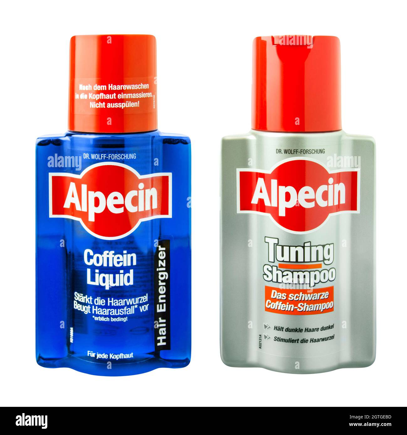 Hamburg, Germany - August 22 2021: Alpecin Coffein Liquid and Tuning  Shampoo isolated on white background Stock Photo - Alamy
