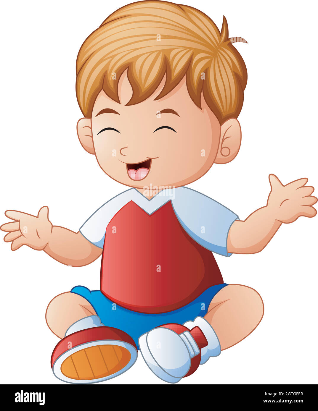 Cartoon happy little boy sitting Stock Vector Image & Art - Alamy
