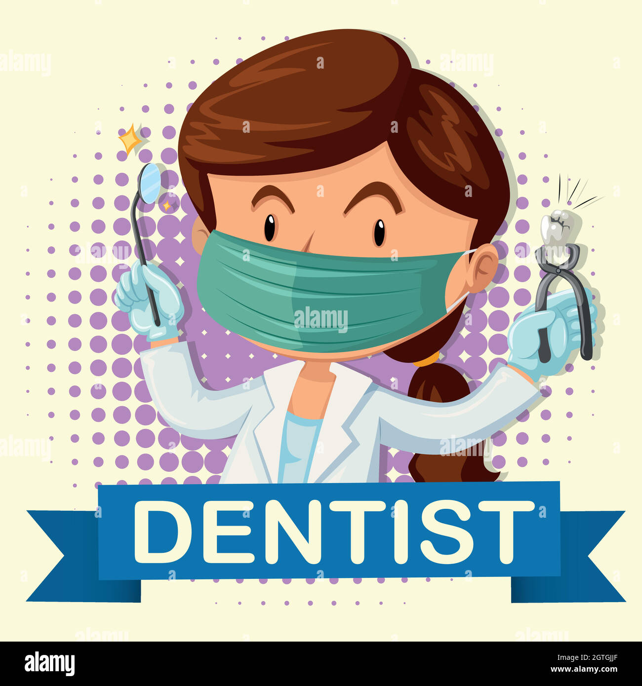 Female dentist with tooth and tools Stock Vector Image & Art - Alamy