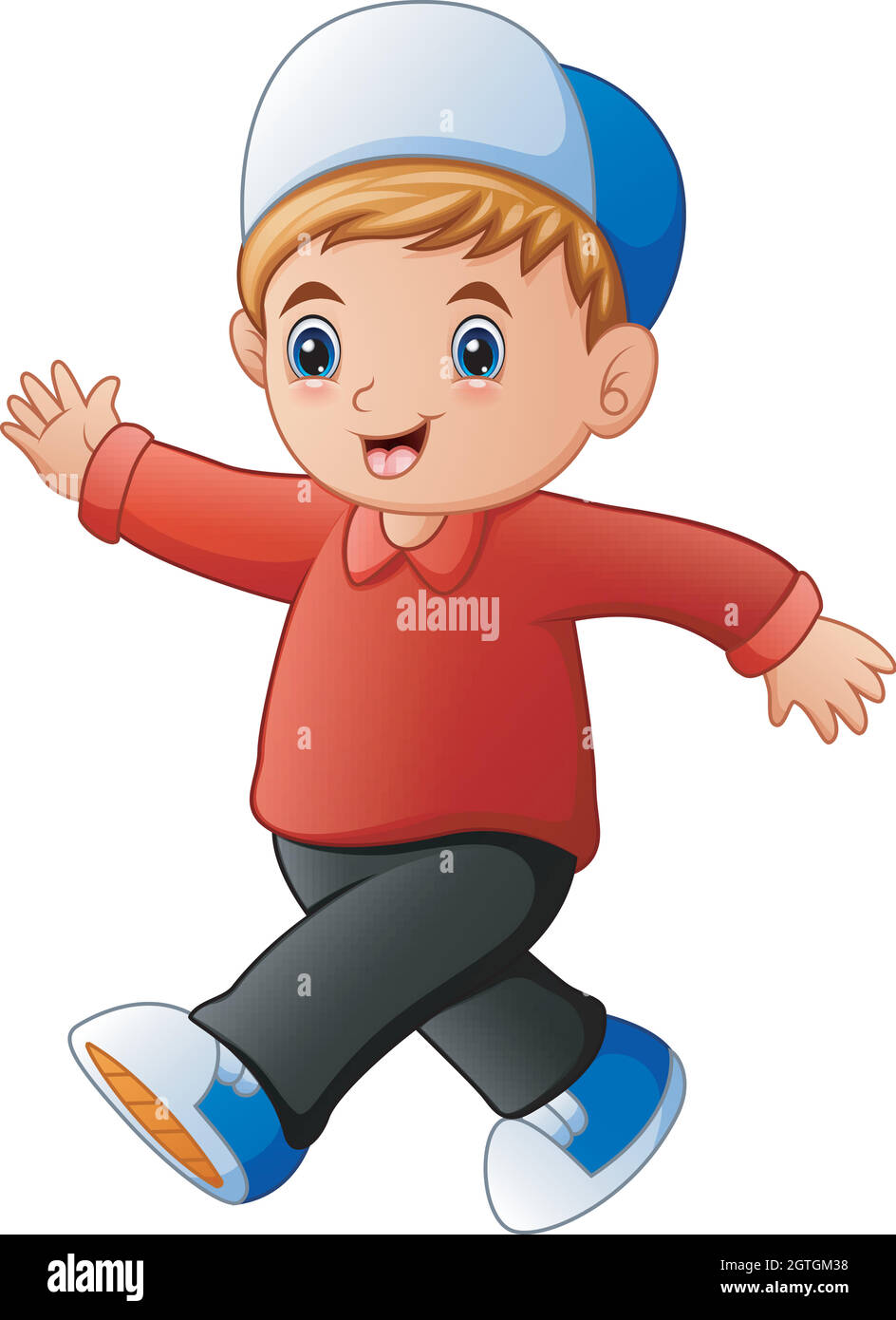 Cartoon happy boy walking illustration Stock Vector Image & Art - Alamy