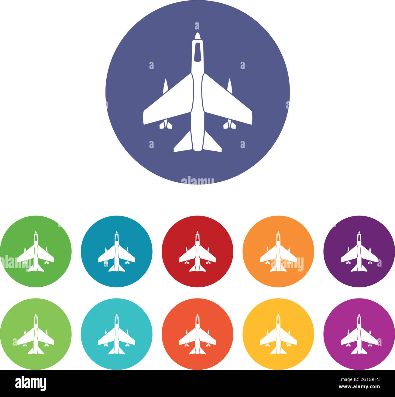 Armed fighter jet set icons Stock Vector