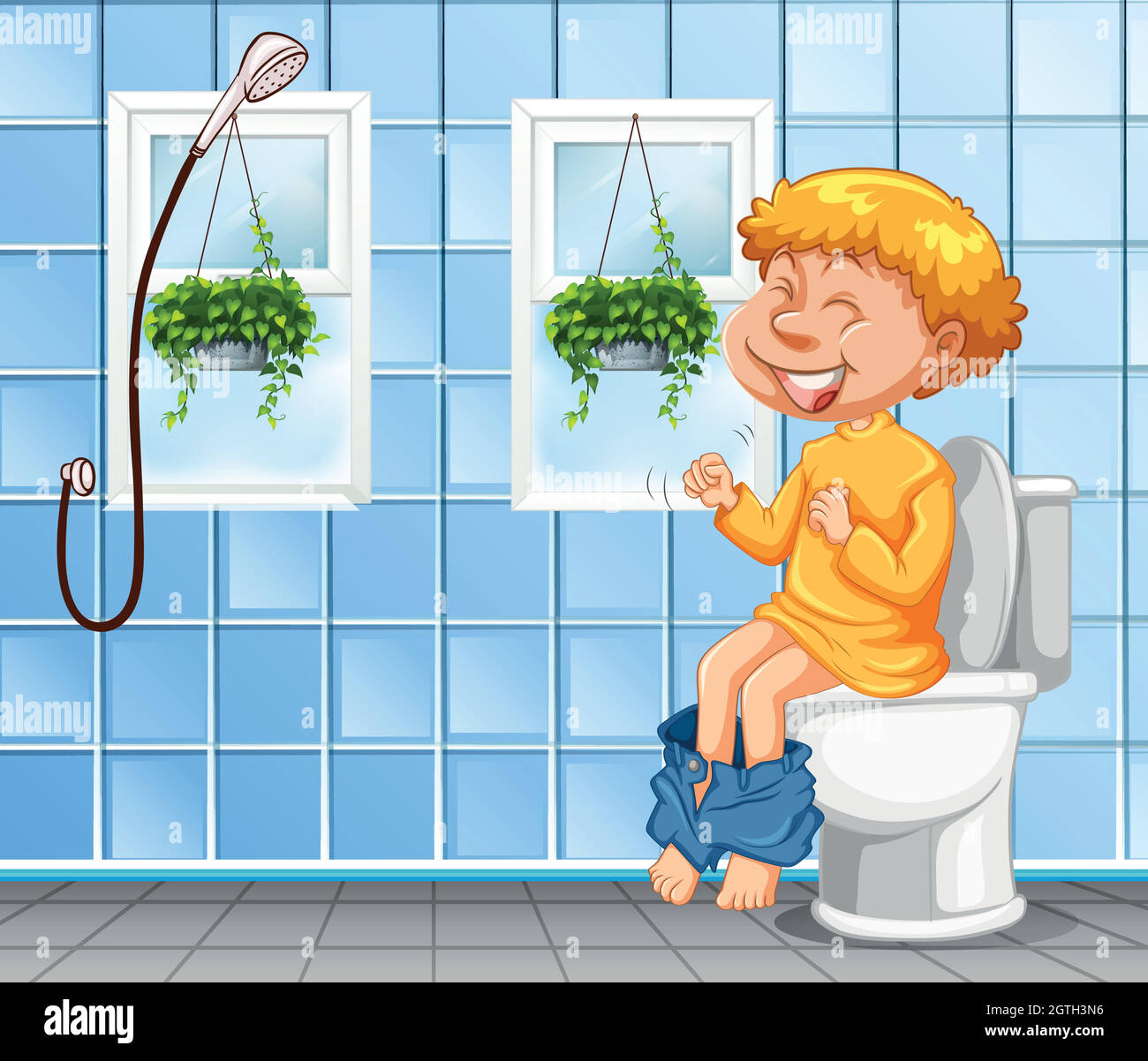 Young boy going to the bathroom Stock Vector Image & Art - Alamy