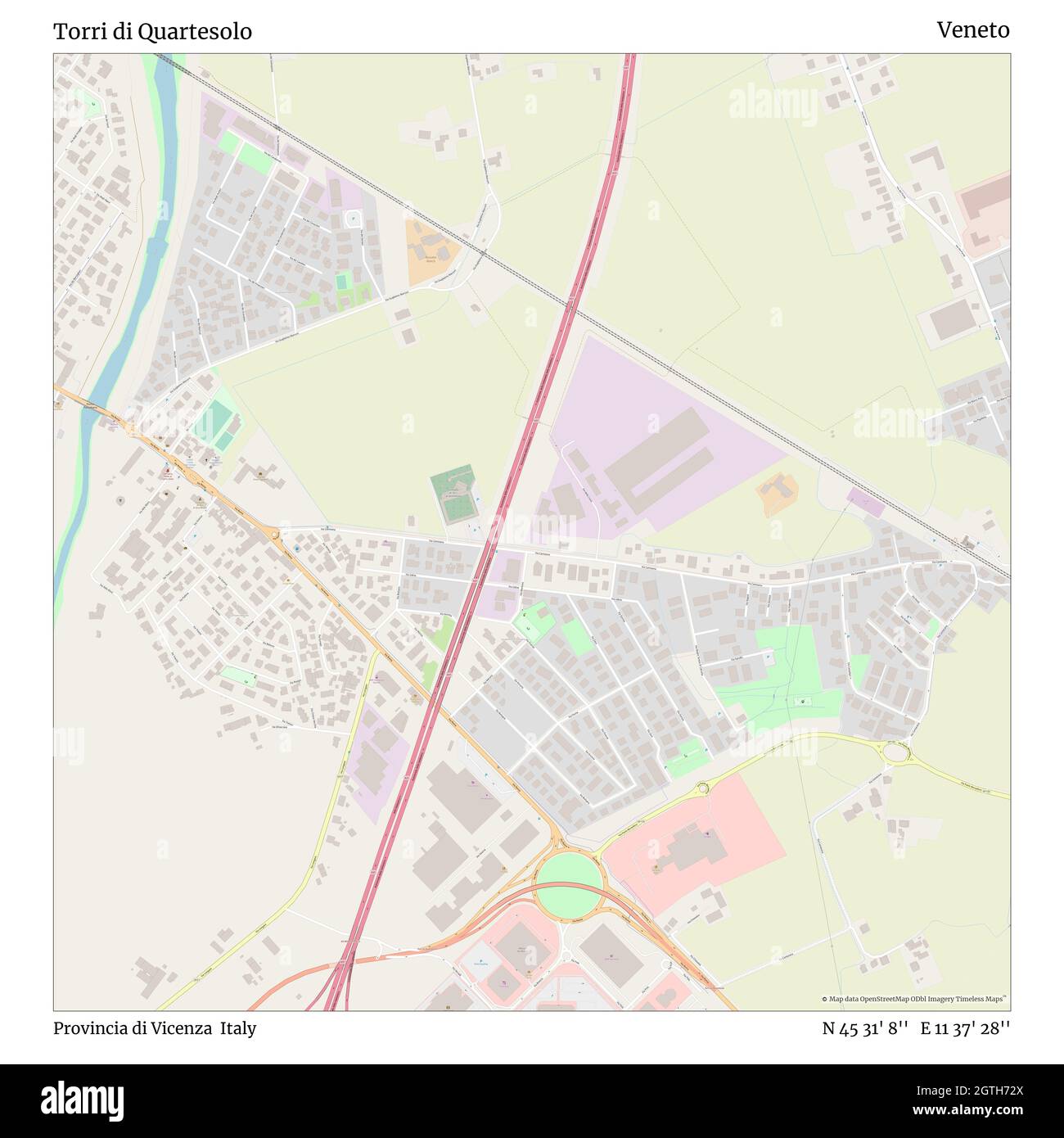 Torri di Quartesolo, Provincia di Vicenza, Italy, Veneto, N 45 31' 8'', E  11 37' 28'', map, Timeless Map published in 2021. Travelers, explorers and  adventurers like Florence Nightingale, David Livingstone, Ernest