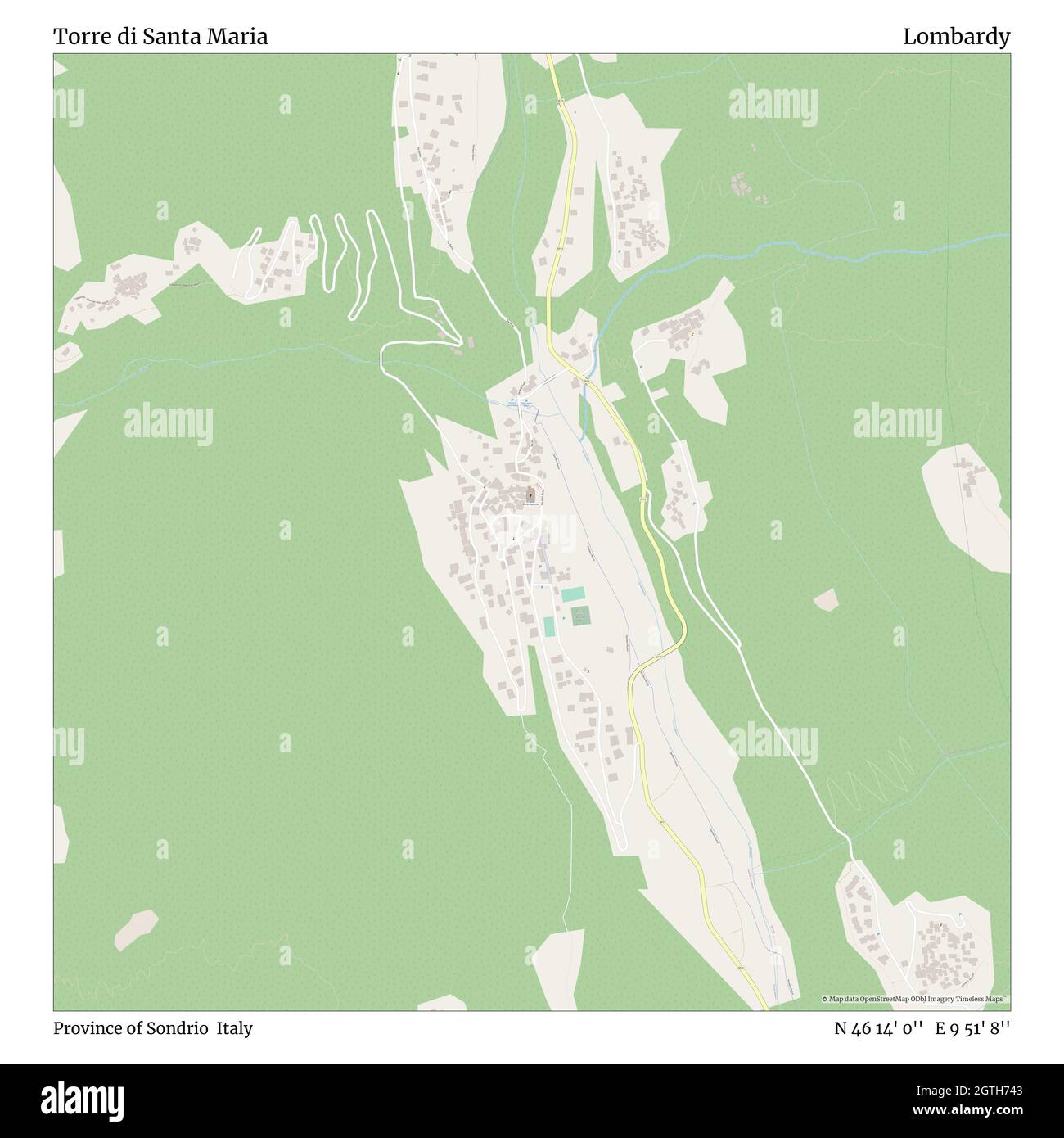 Torre di Santa Maria, Province of Sondrio, Italy, Lombardy, N 46 14' 0'', E 9 51' 8'', map, Timeless Map published in 2021. Travelers, explorers and adventurers like Florence Nightingale, David Livingstone, Ernest Shackleton, Lewis and Clark and Sherlock Holmes relied on maps to plan travels to the world's most remote corners, Timeless Maps is mapping most locations on the globe, showing the achievement of great dreams Stock Photo