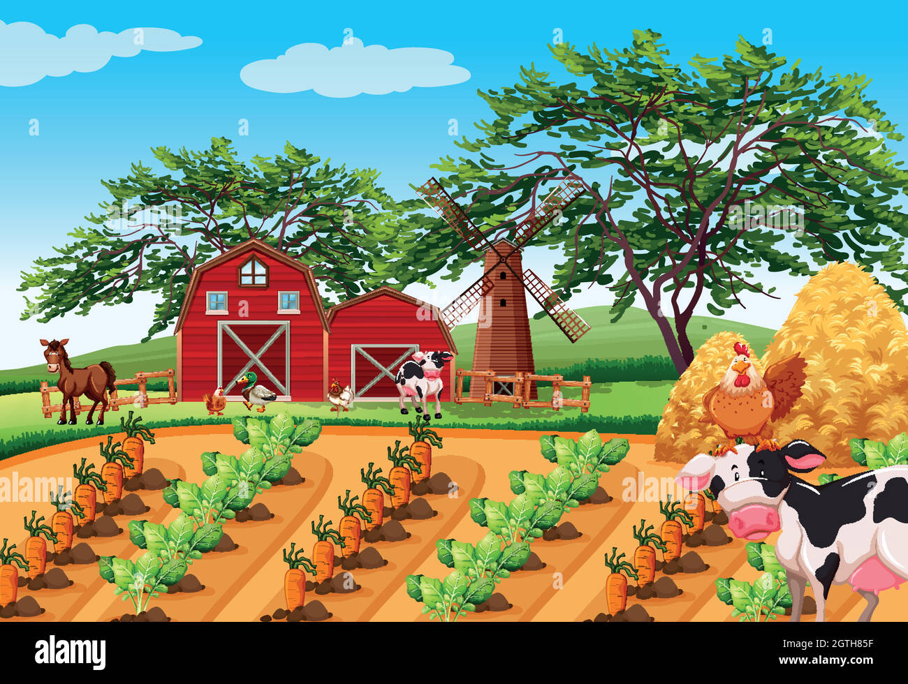 A rural farm landscape Stock Vector Image & Art - Alamy