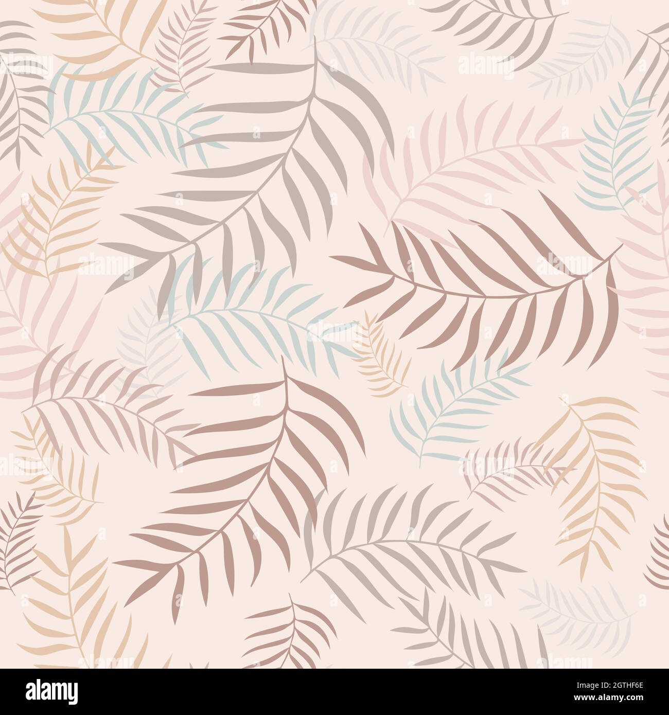 Exotic tropical leaves trendy seamless pattern. Stock Vector