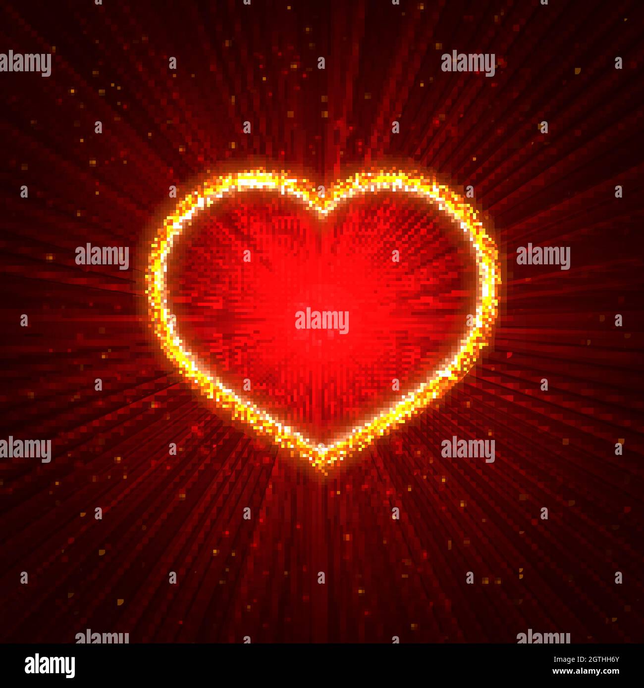 Sparkling heart on red abstract glowing background. Valentine s Day  greeting card backdrop. Easy to edit design template for your artworks.  Vector ill Stock Vector Image & Art - Alamy