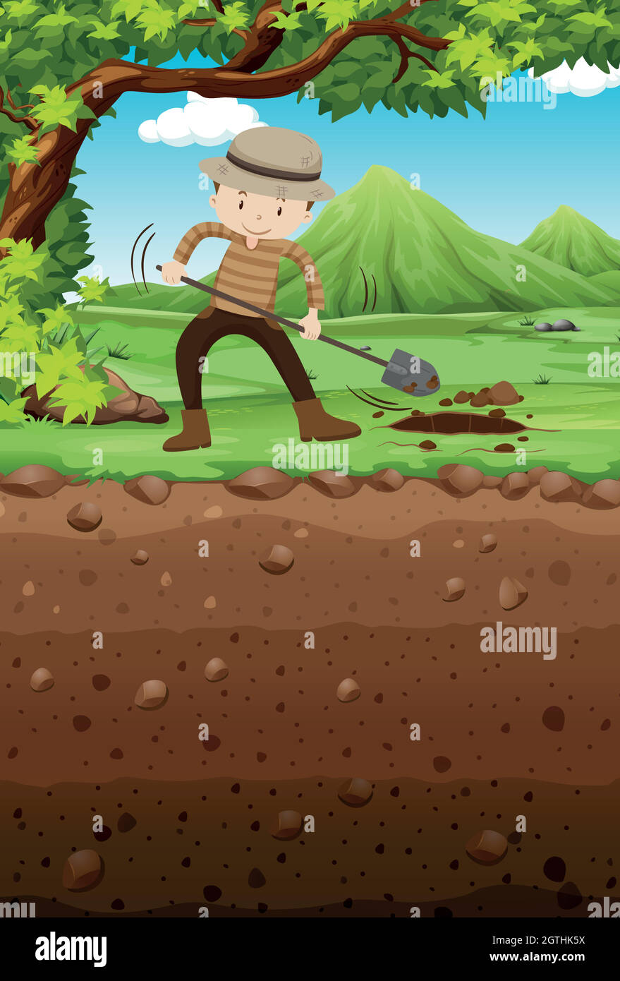 Man digging hole in the park Stock Vector Image & Art Alamy