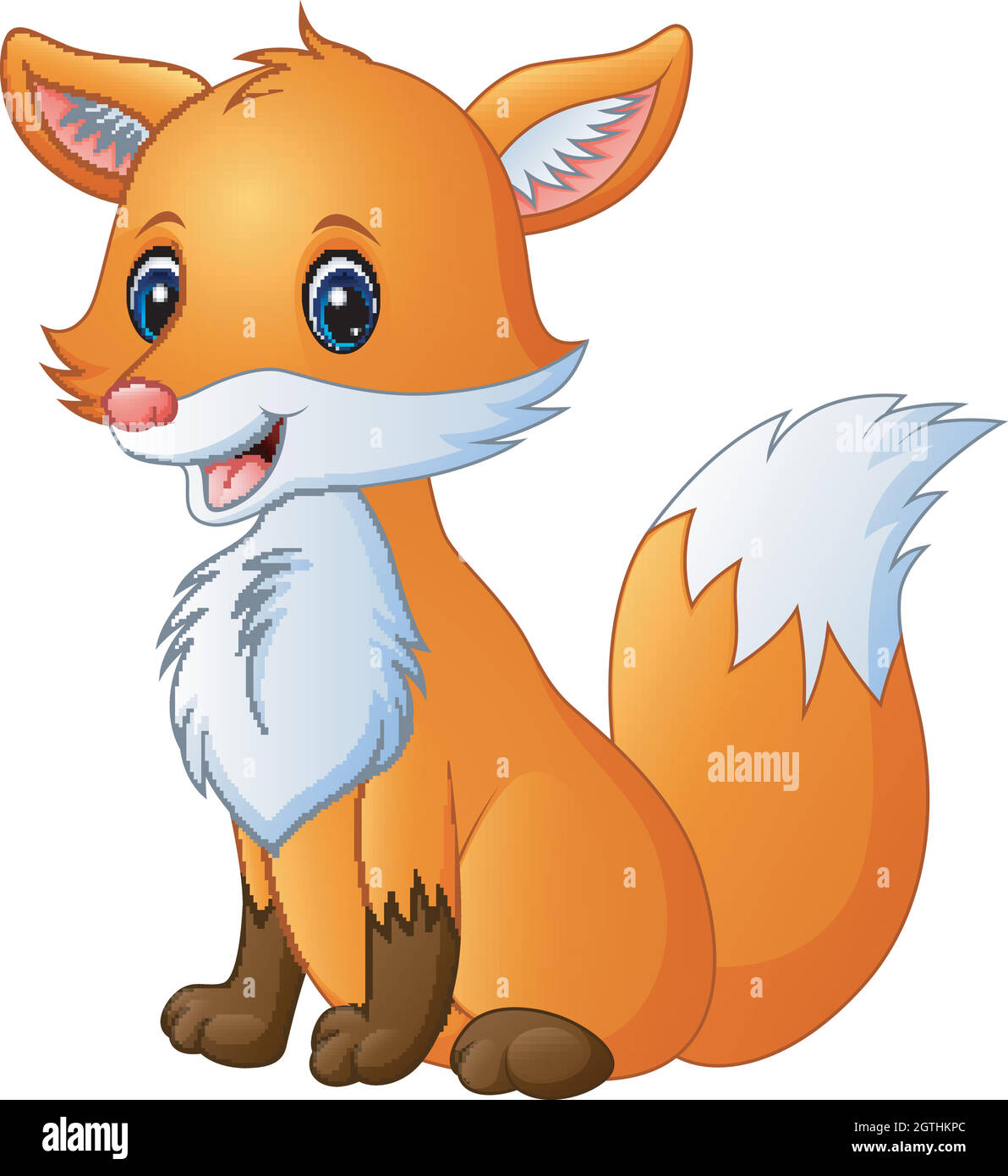 Cute fox cartoon isolated on white background Stock Vector Image & Art -  Alamy