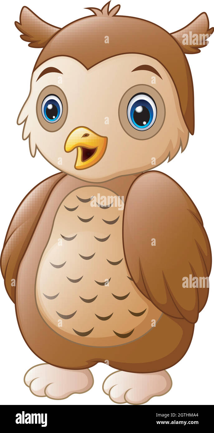 Cute owl cartoon isolated on white background Stock Vector