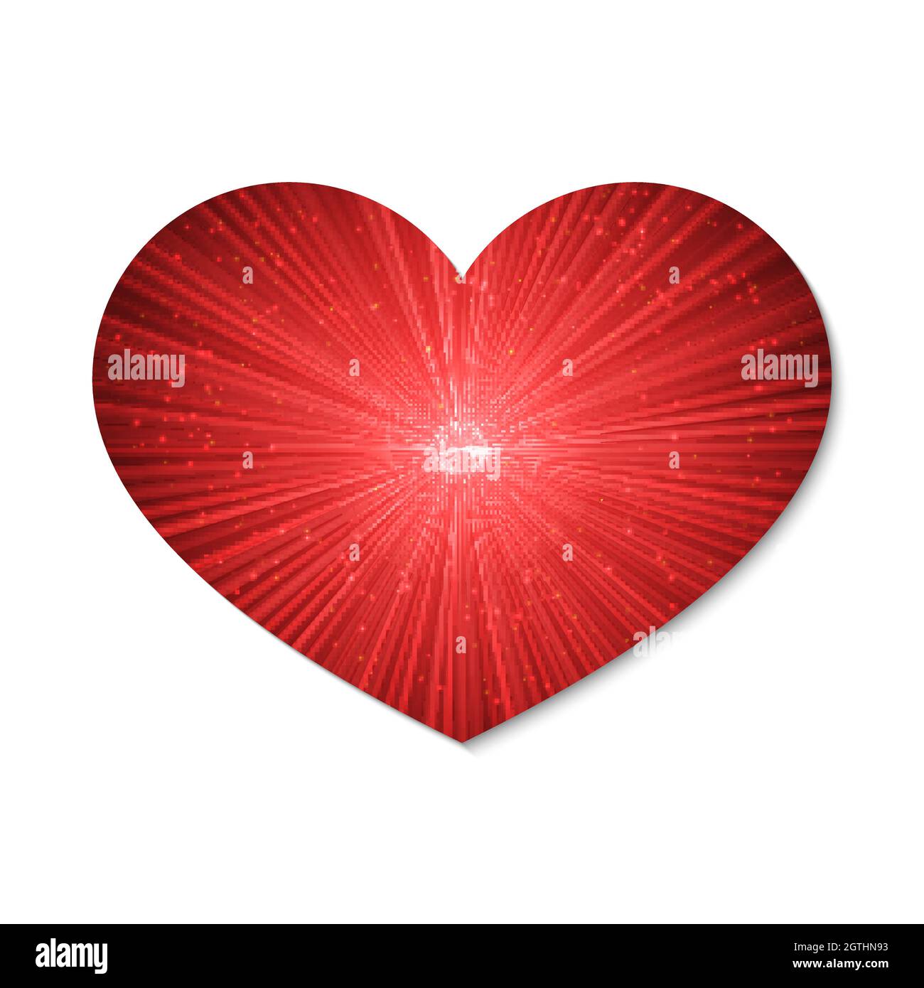 Glowing heart with the rays of light. Isolated on white background ...