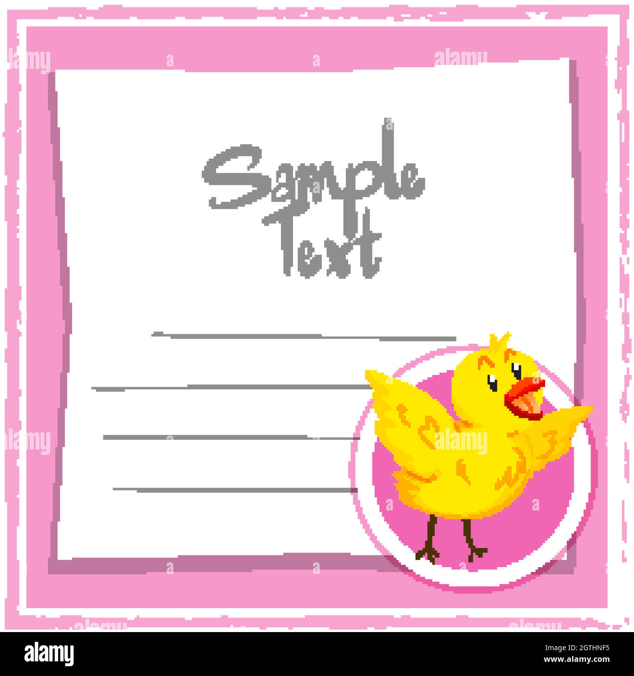 Card template with cute chick Stock Vector