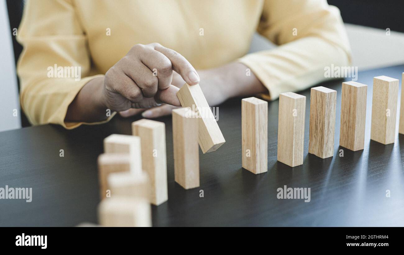 Strategies And Risks Of Wooden Games Close Up Of Business People Gambling With Investment Risk Business People Play Wooden Games To Simulate Planning And Strategy For Managing Business Risk Stock Photo Alamy