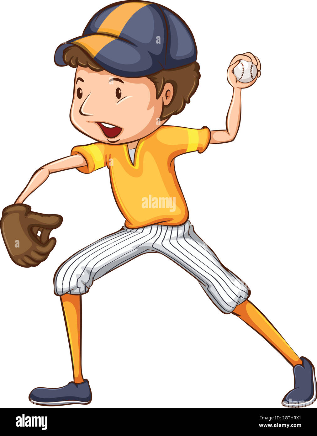 A coloured drawing of a baseball player Stock Vector