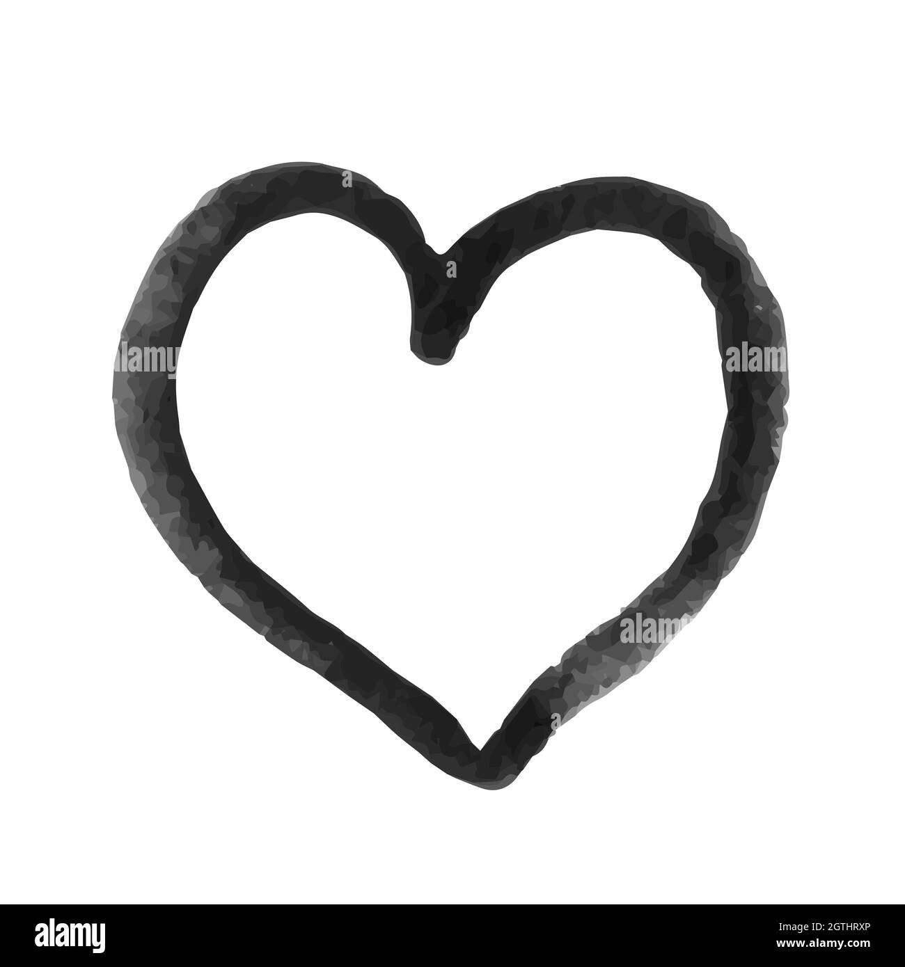 Hand drawn heart. Textured halftone brush stroke. Grunge heart shape ...