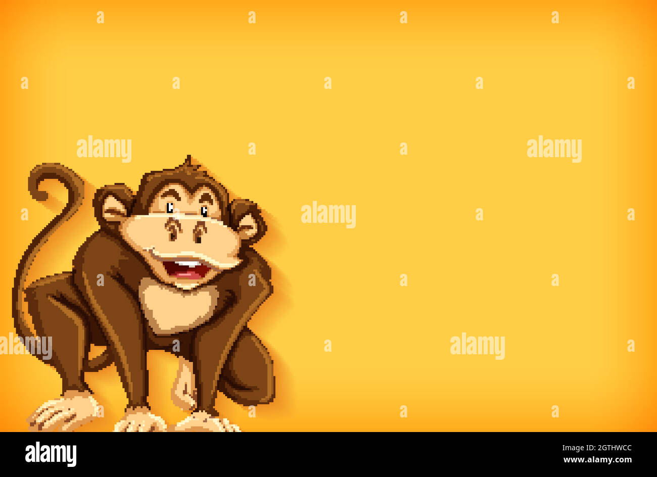 Background template with plain color and cute monkey Stock Vector