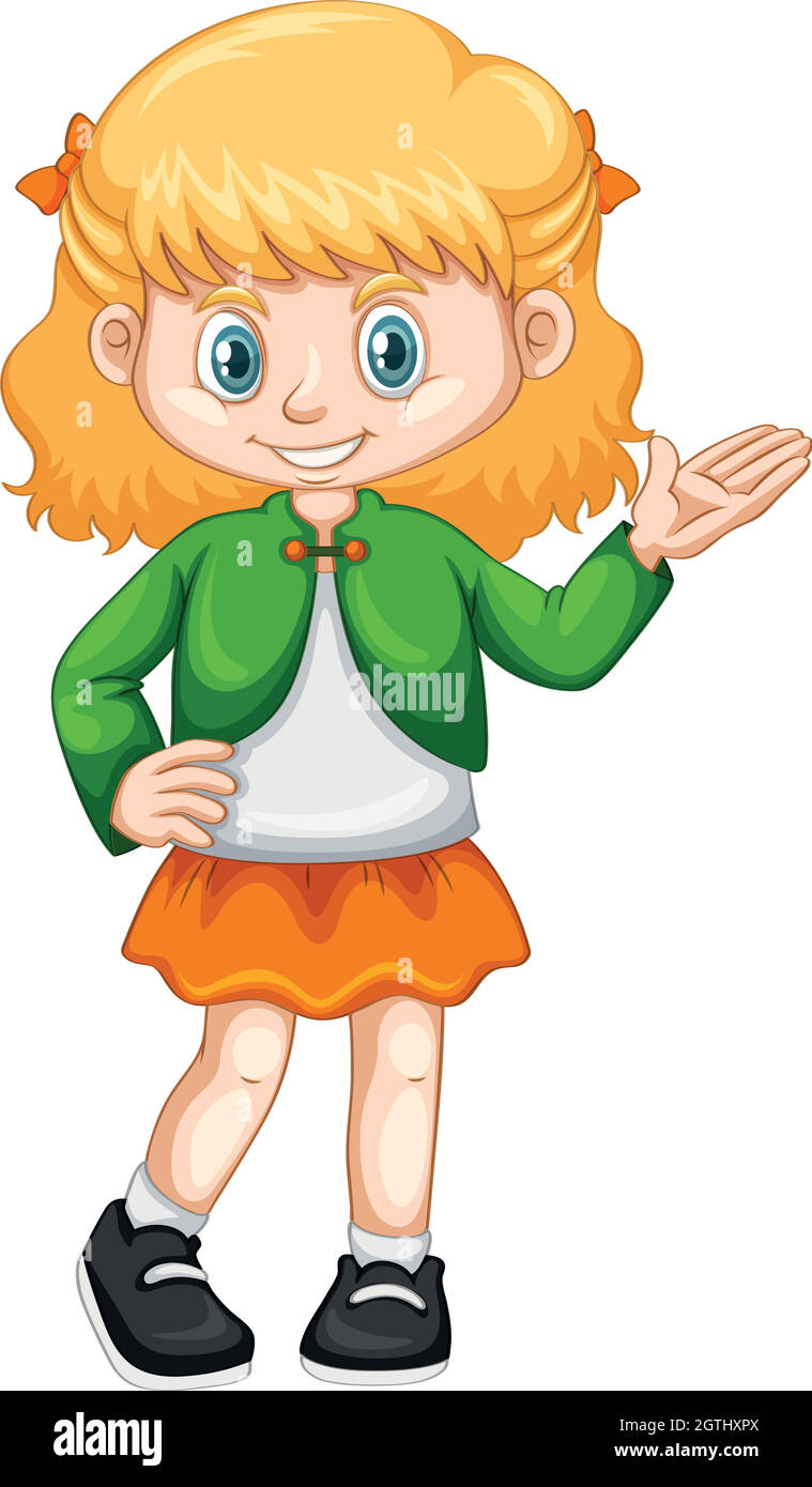 Little girl in green jacket Stock Vector Image & Art - Alamy