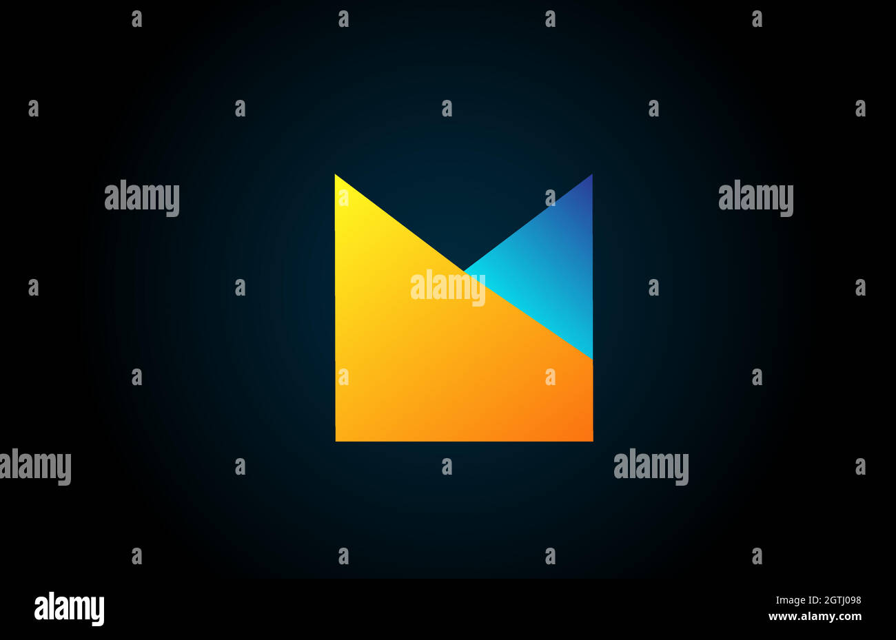 blue yellow M alphabet letter icon logo for company and business ...