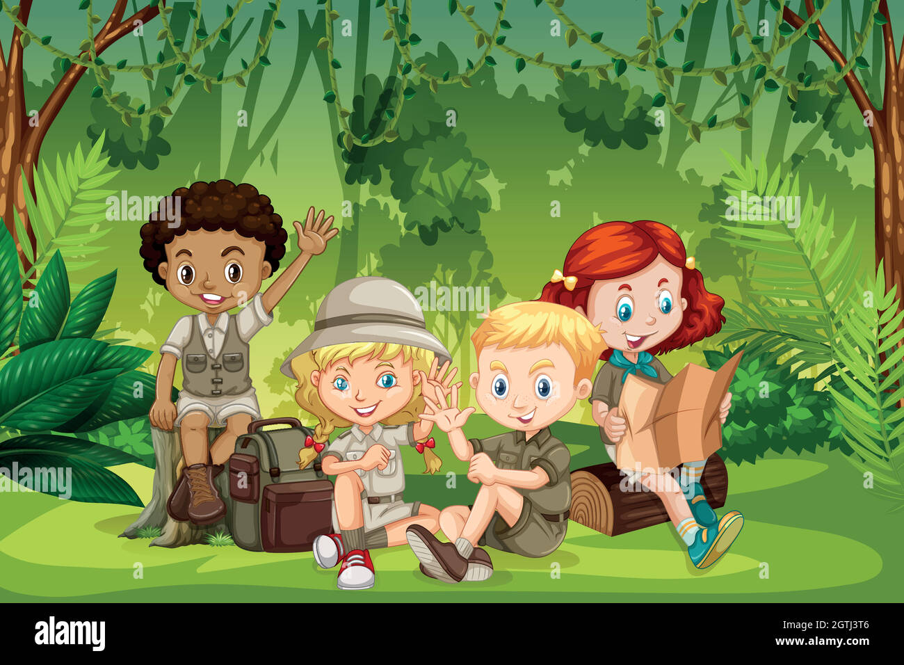 Camping kids in nature Stock Vector Image & Art - Alamy