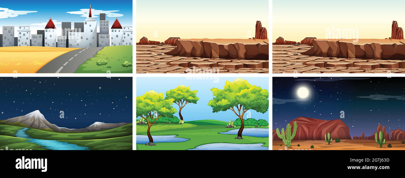 Set of nature landscape Stock Vector Image & Art - Alamy