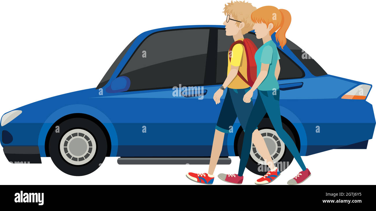 Couple and car Stock Vector