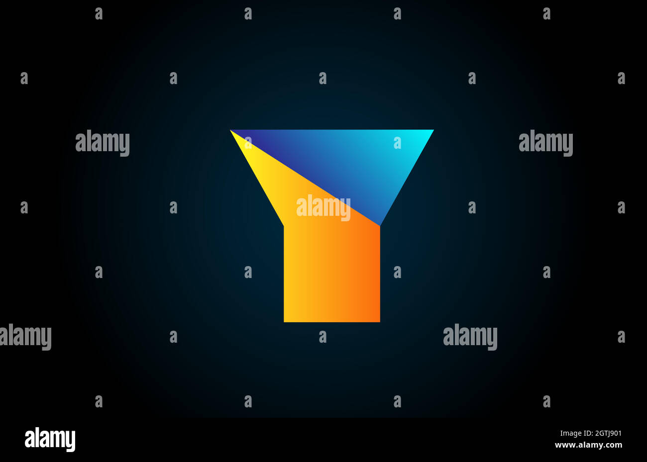 blue yellow Y alphabet letter icon logo for company and business ...