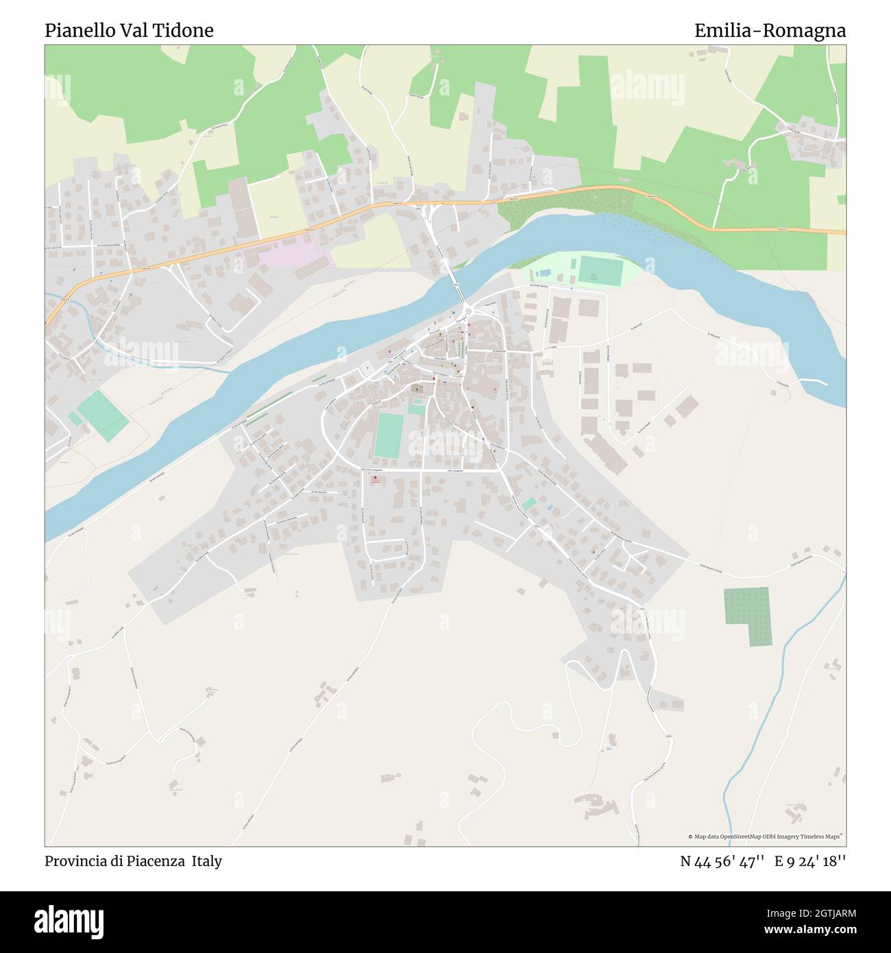 Pianello Val Tidone, Provincia di Piacenza, Italy, Emilia-Romagna, N 44 56'  47'', E 9 24' 18'', map, Timeless Map published in 2021. Travelers,  explorers and adventurers like Florence Nightingale, David Livingstone,  Ernest