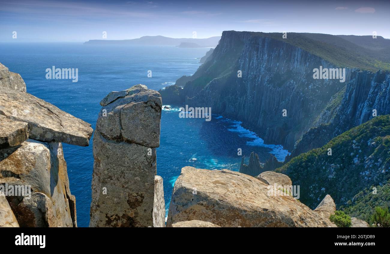 Dolerite Rock Pillars And Sea Cliffs On The Tasman Peninsula, Tasmania