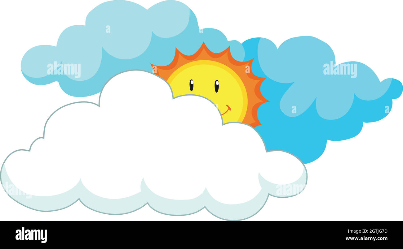 Happy sun behind the clouds Stock Vector