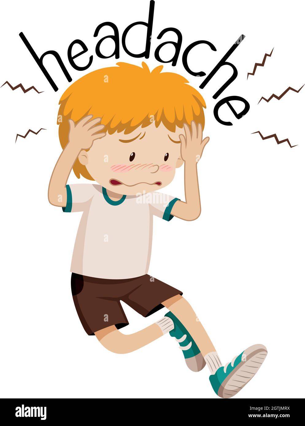 Little boy having headache Stock Vector