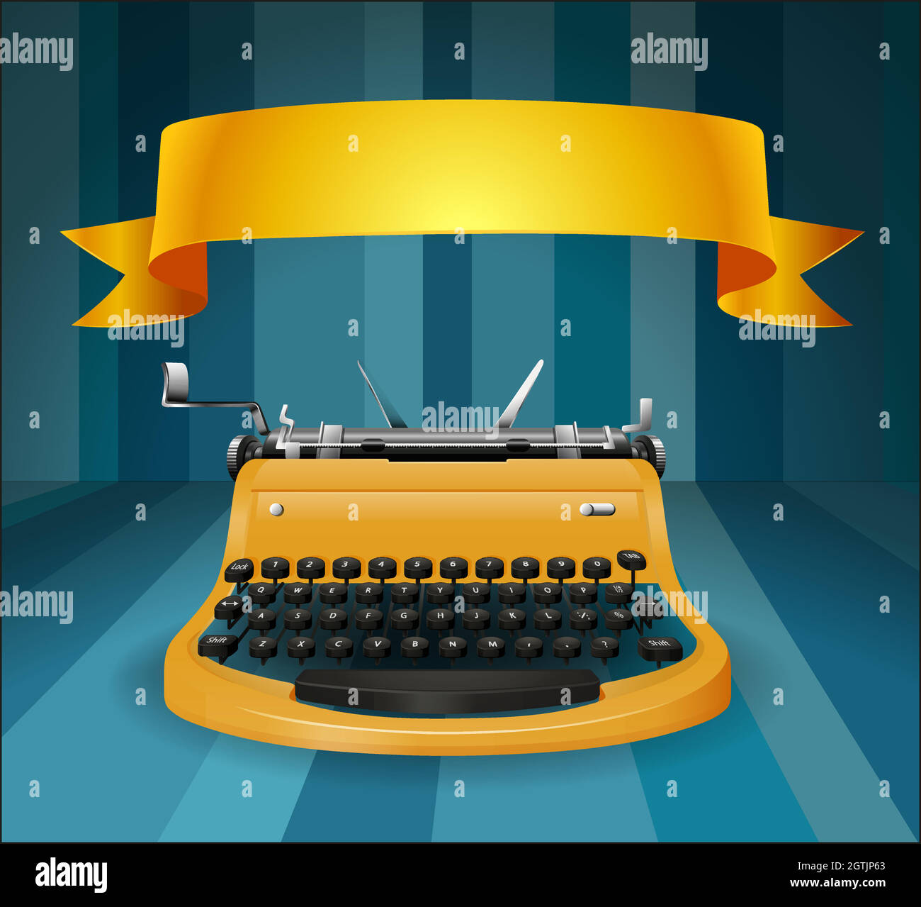 Retro typewriter with banner Stock Vector