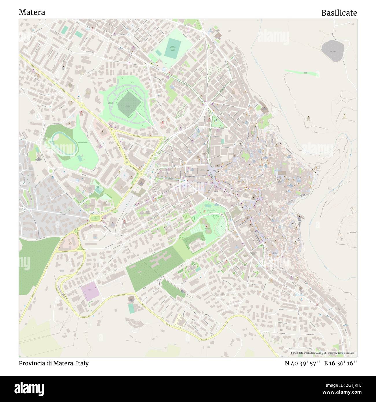 Matera, Provincia di Matera, Italy, Basilicate, N 40 39' 57'', E 16 36'  16'', map, Timeless Map published in 2021. Travelers, explorers and  adventurers like Florence Nightingale, David Livingstone, Ernest  Shackleton, Lewis