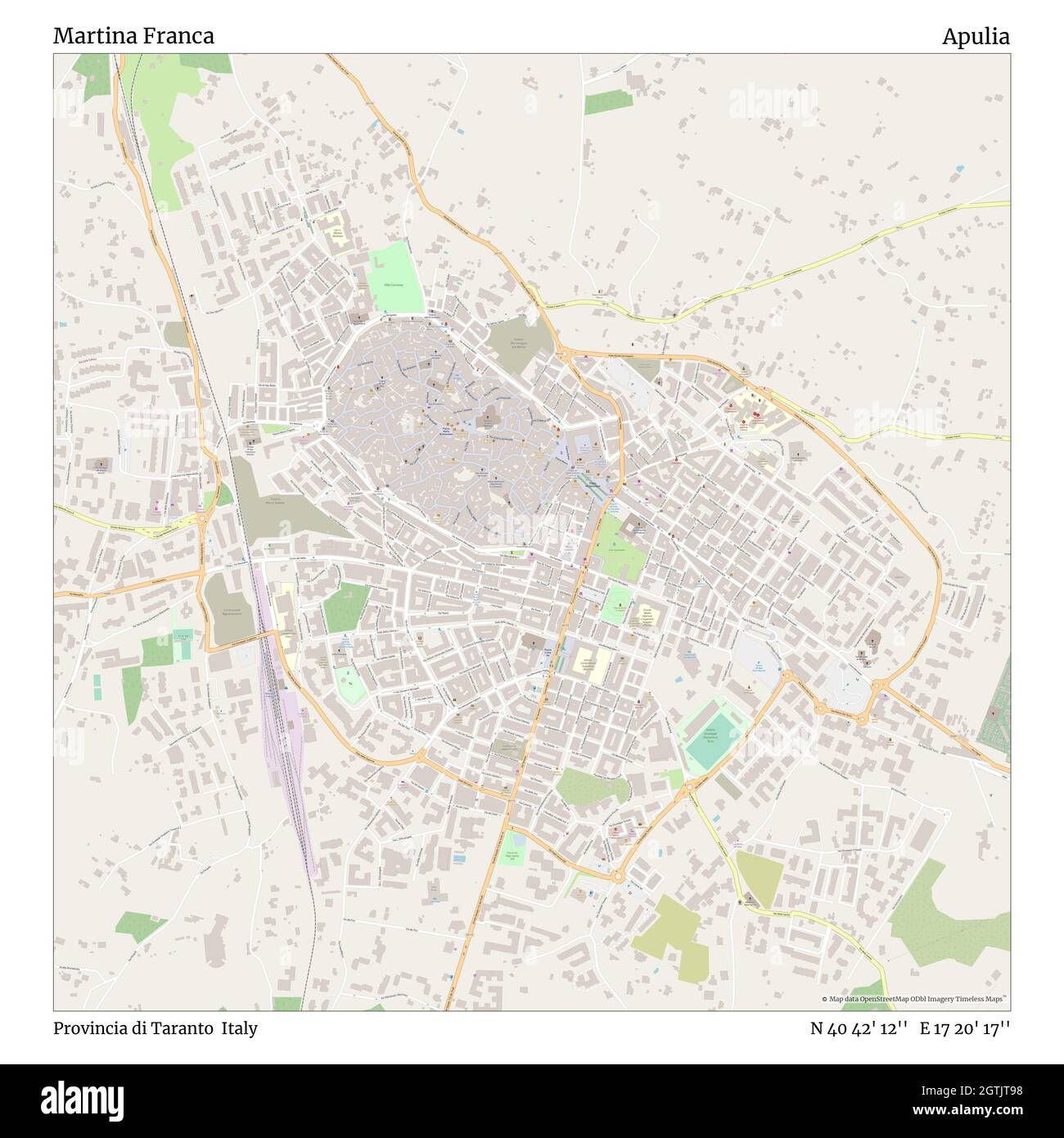 Martina Franca Italy Map Martina Franca, Provincia Di Taranto, Italy, Apulia, N 40 42' 12'', E 17  20' 17'', Map, Timeless Map Published In 2021. Travelers, Explorers And  Adventurers Like Florence Nightingale, David Livingstone, Ernest Shackleton,