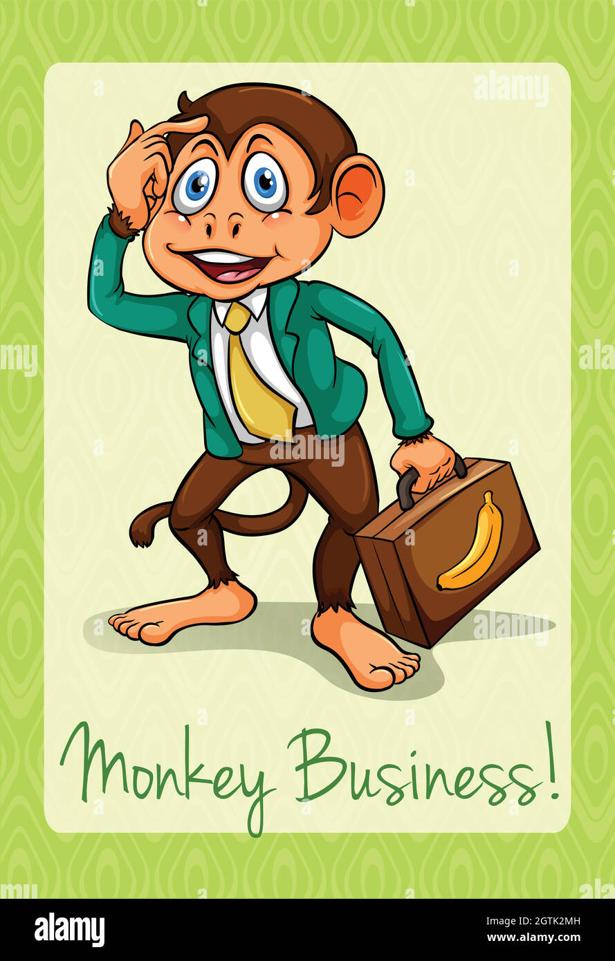 Monkey holding banana business Stock Vector