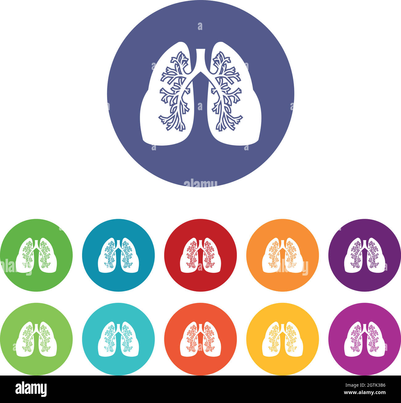 Lungs set icons Stock Vector